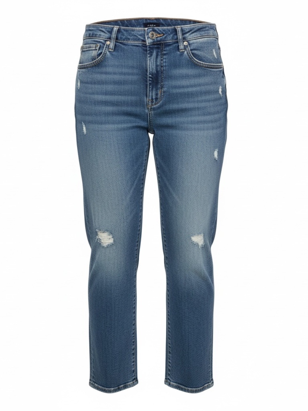 GAP Women's Mid Blue High-Rise Distressed Jeans
